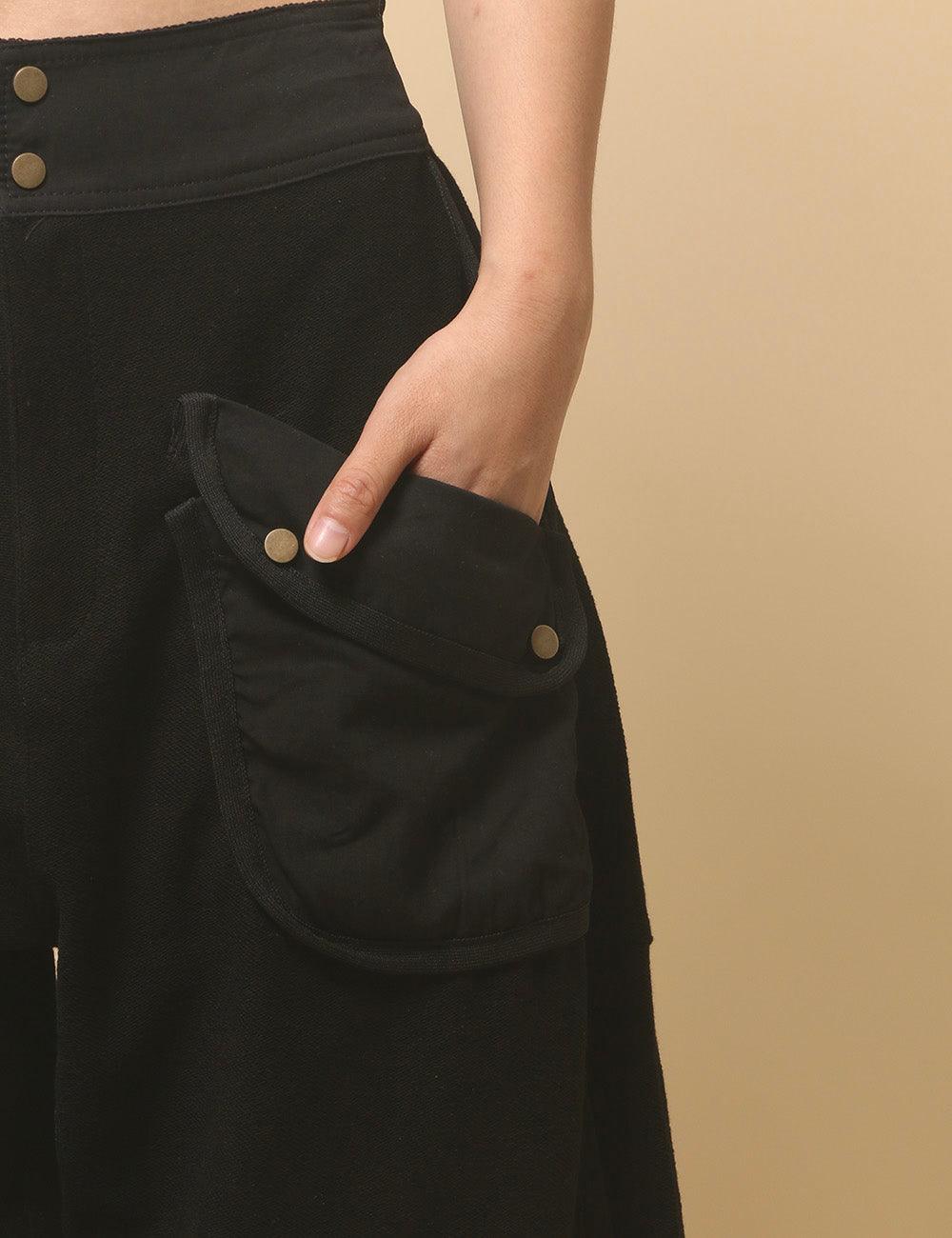 Ladies Solid Color Casual Pockets Pants
