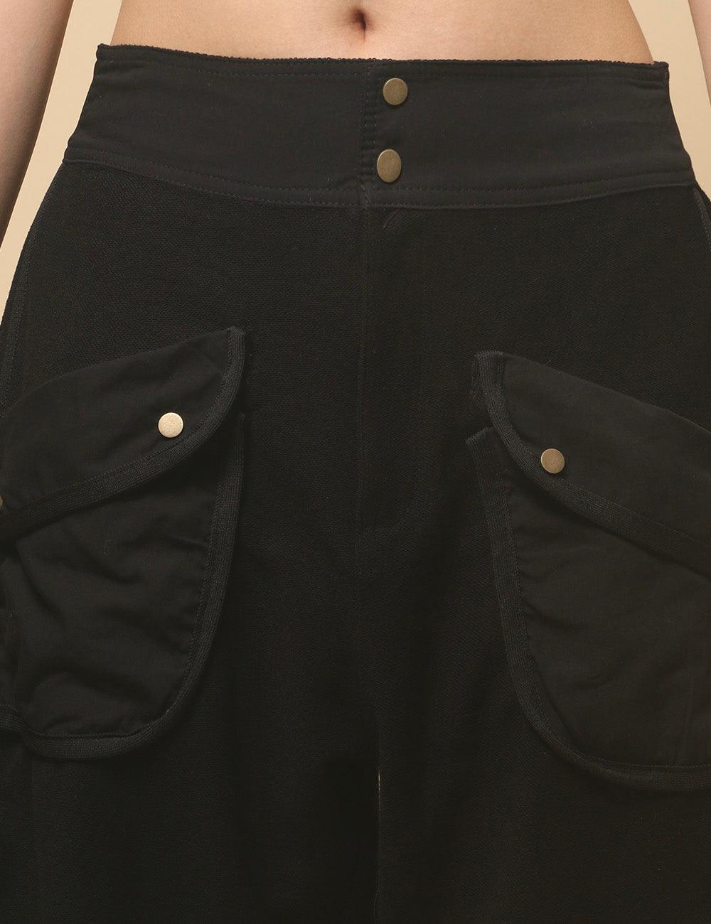 Ladies Solid Color Casual Pockets Pants