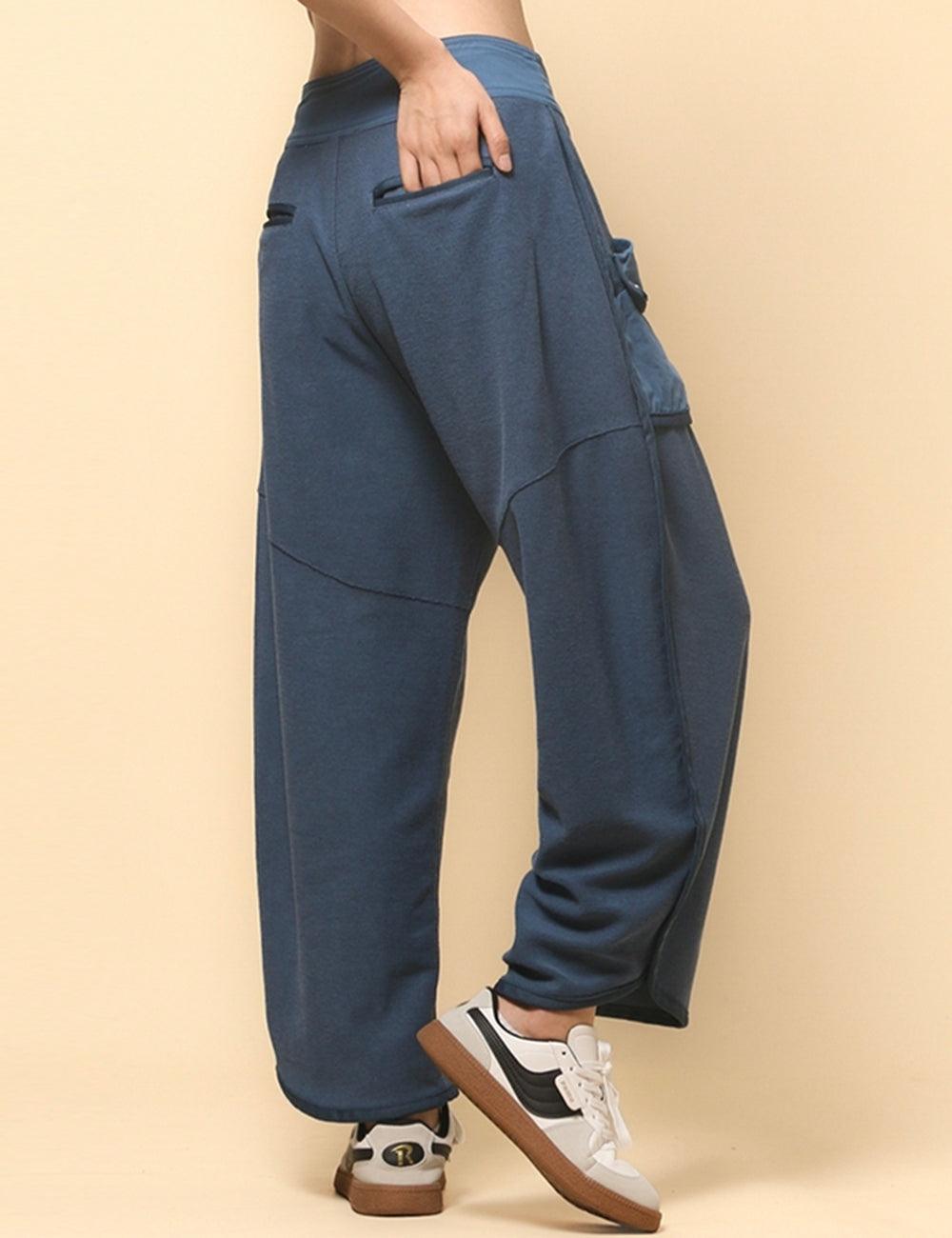 Ladies Solid Color Casual Pockets Pants