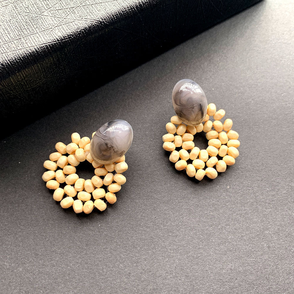 Vintage Wooden Bead Elegant Earrings