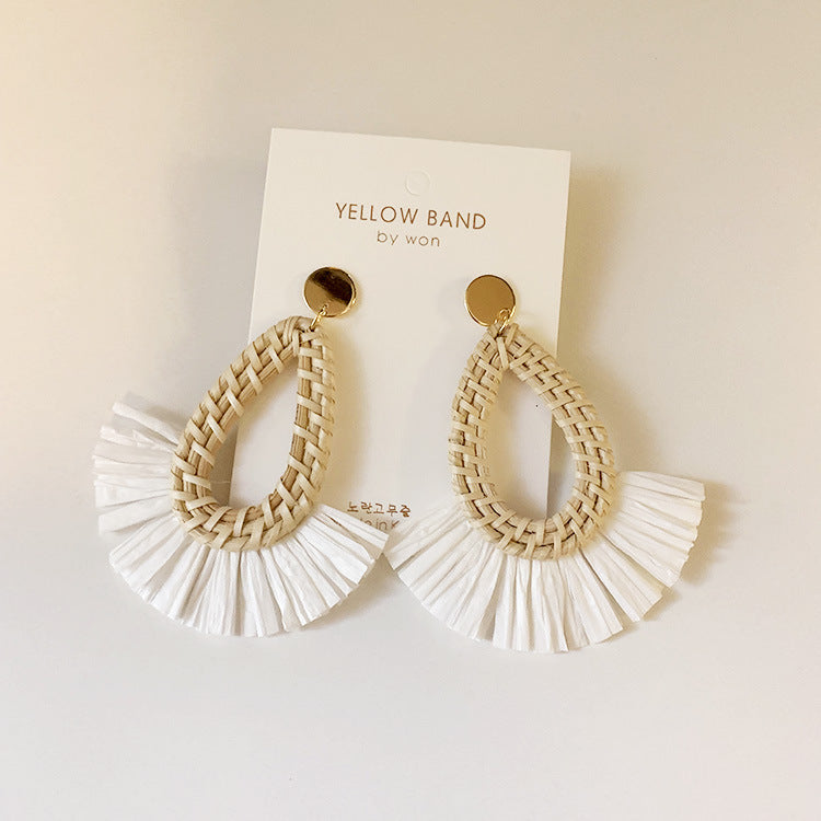 Scalloped Tassel Rattan Vacation Earrings