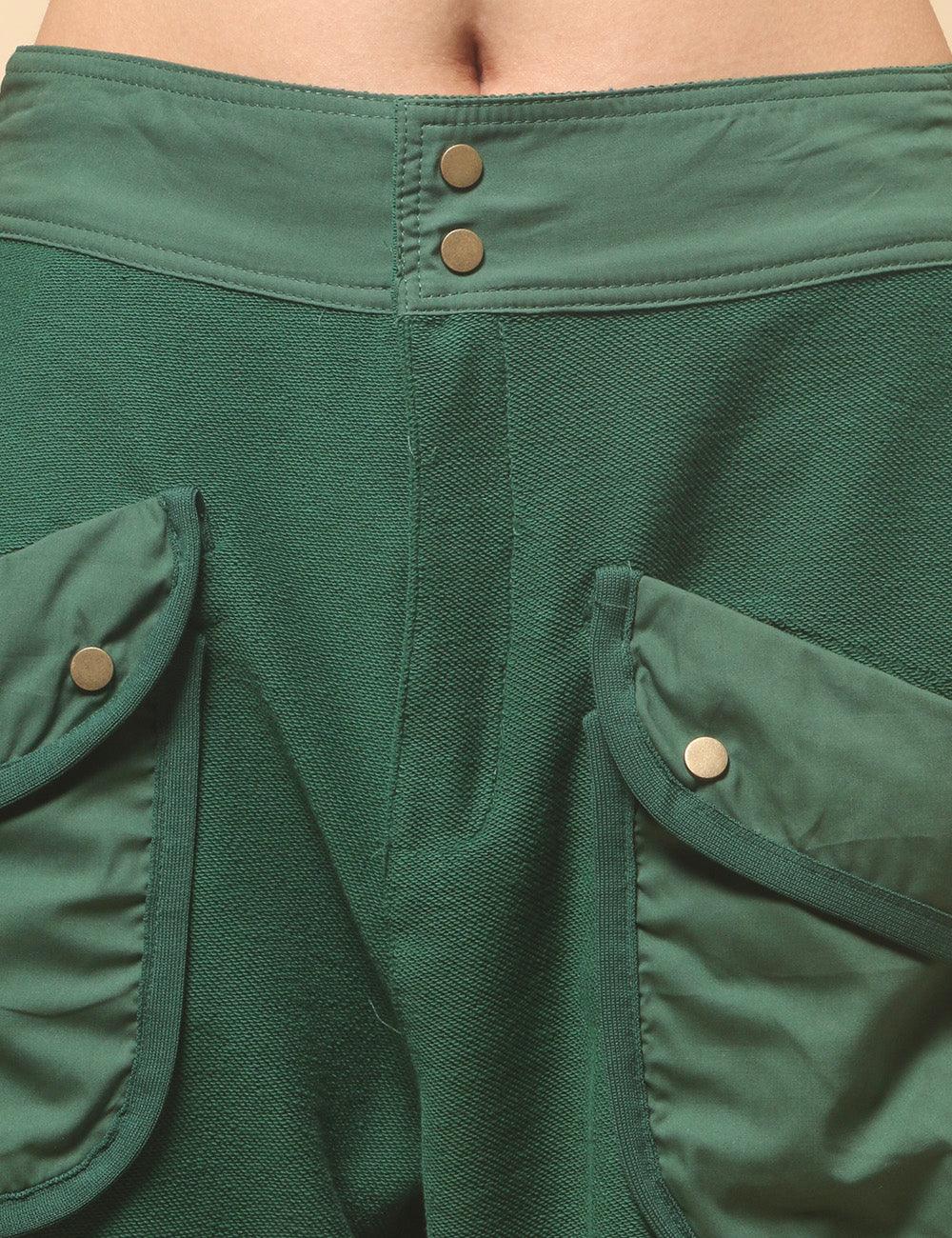 Ladies Solid Color Casual Pockets Pants