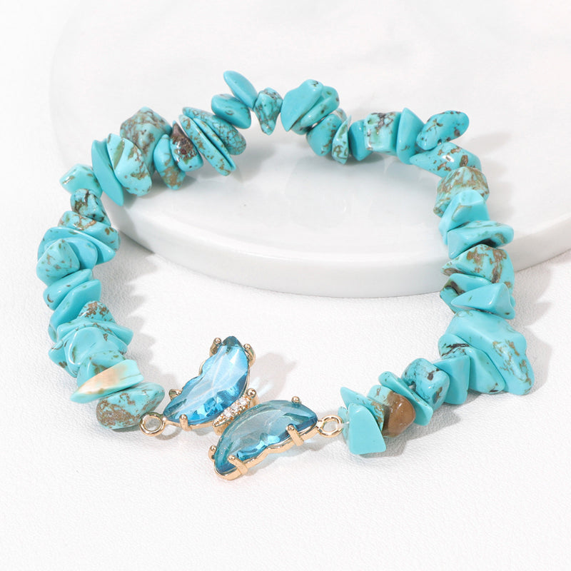 Irregular Stone Butterfly Crystal Beaded Bracelet