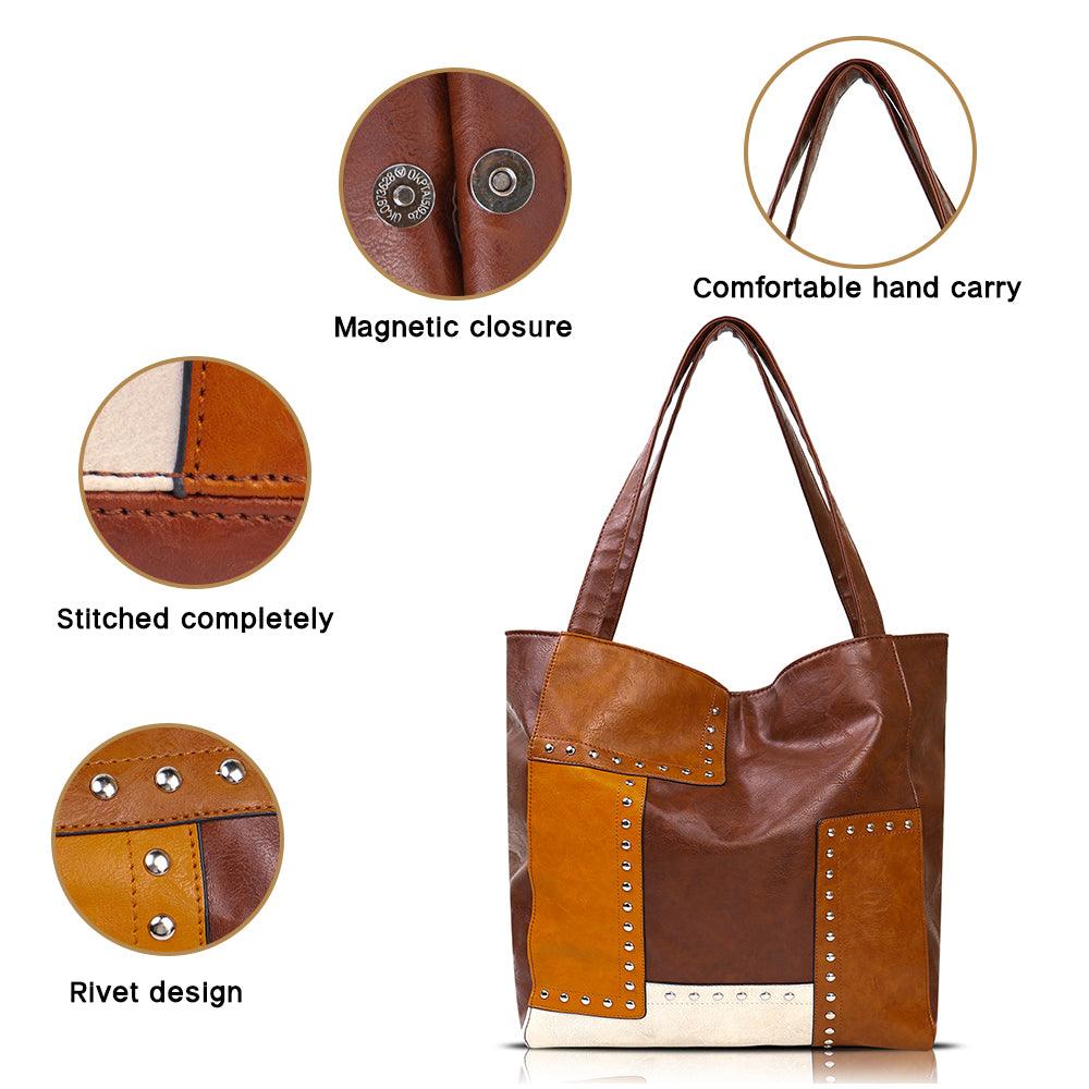 Ladies Chic Leather Patchwork Handbag