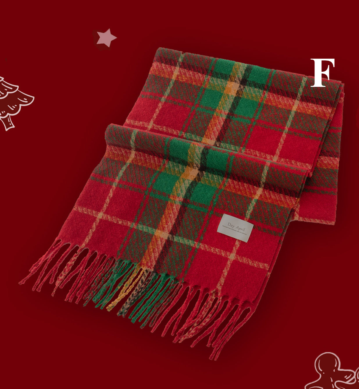 Ladies Merry Christmas Plaid Daily Scarf