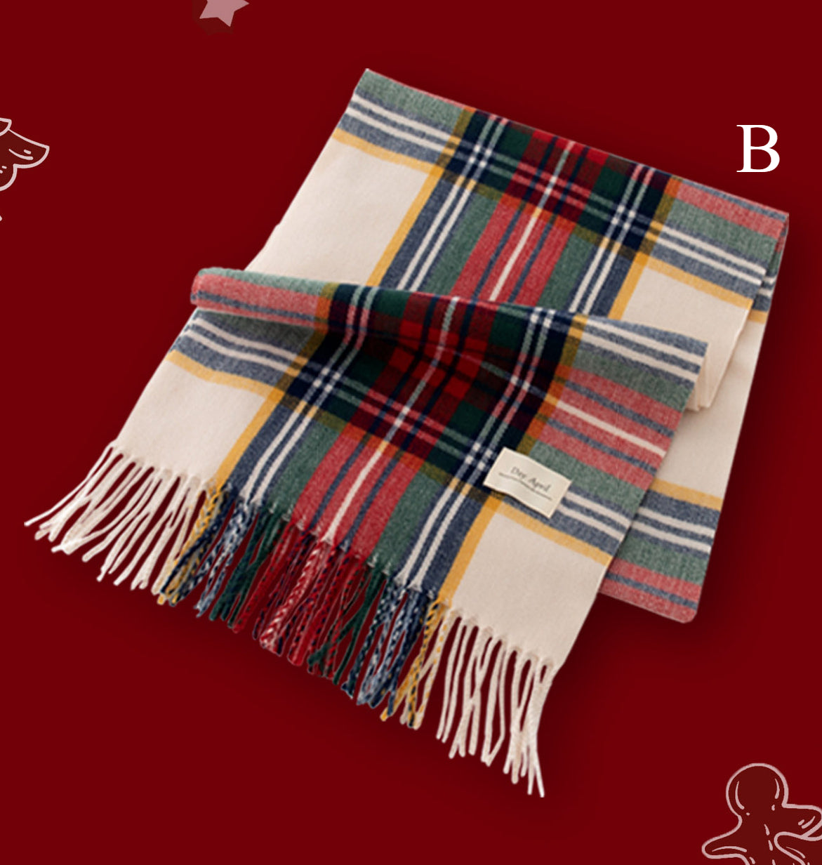 Ladies Merry Christmas Plaid Daily Scarf