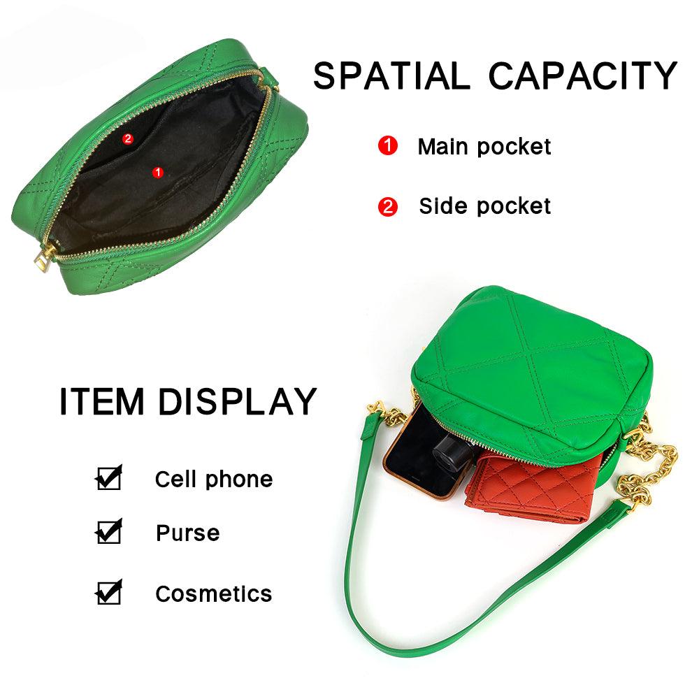 Ladies Square Leather Chain Crossbody Bag