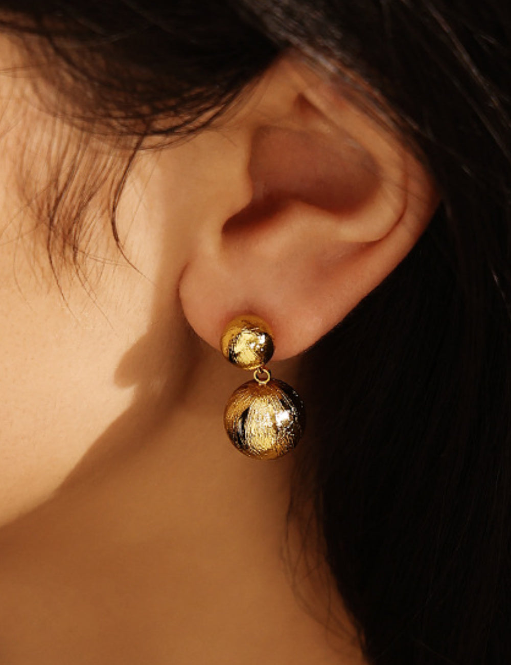 Punk Black Bead Metal Earrings
