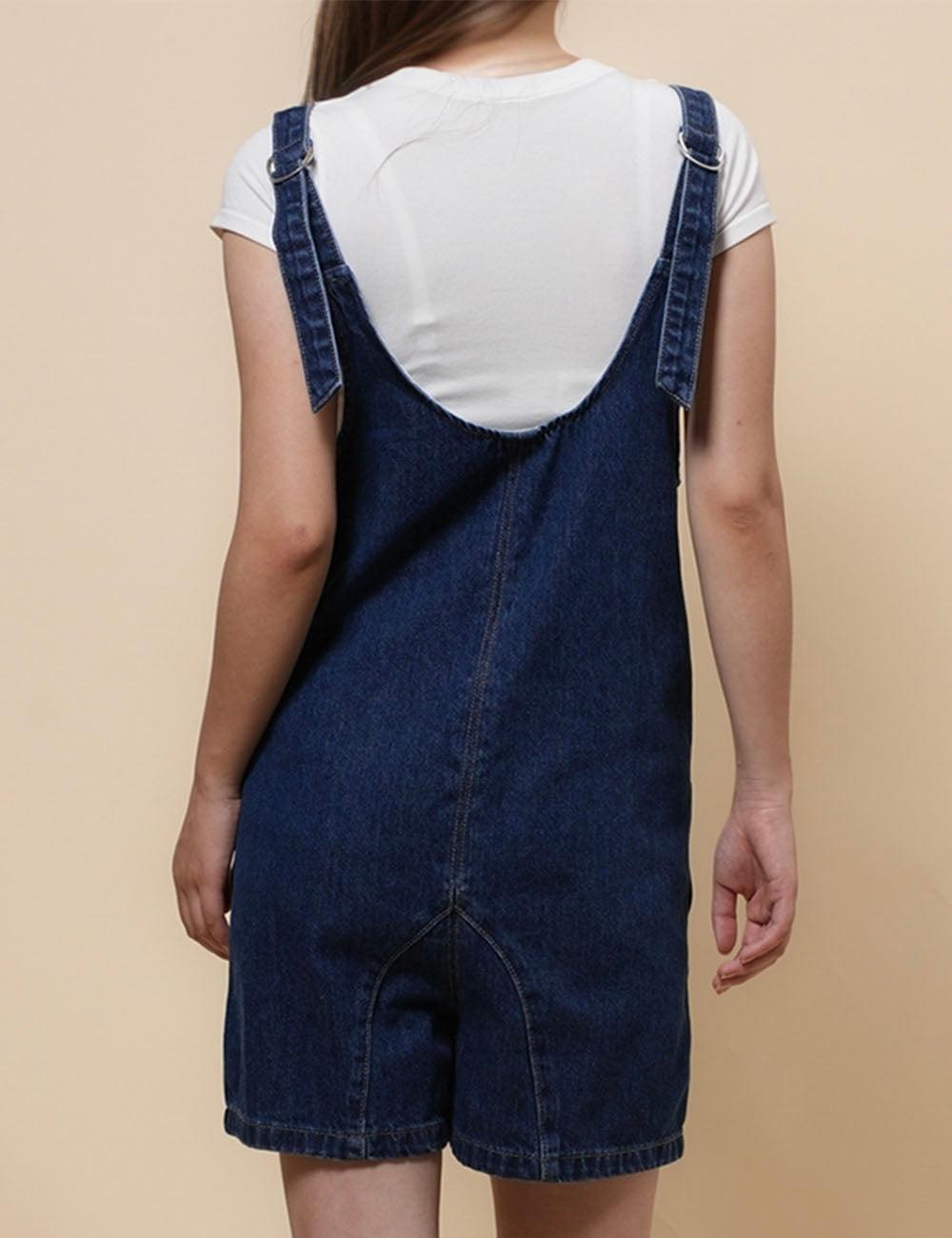 Denim Adjustable Shoulder High Roller Romper