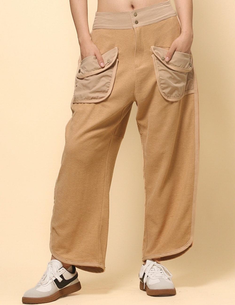 Ladies Solid Color Casual Pockets Pants