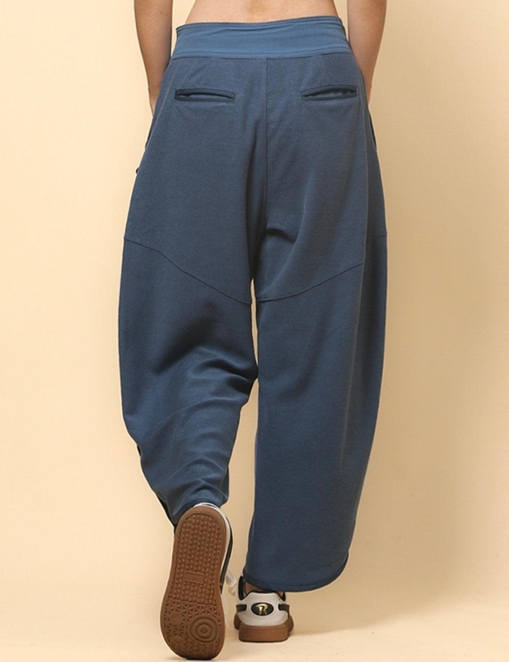 Ladies Solid Color Casual Pockets Pants