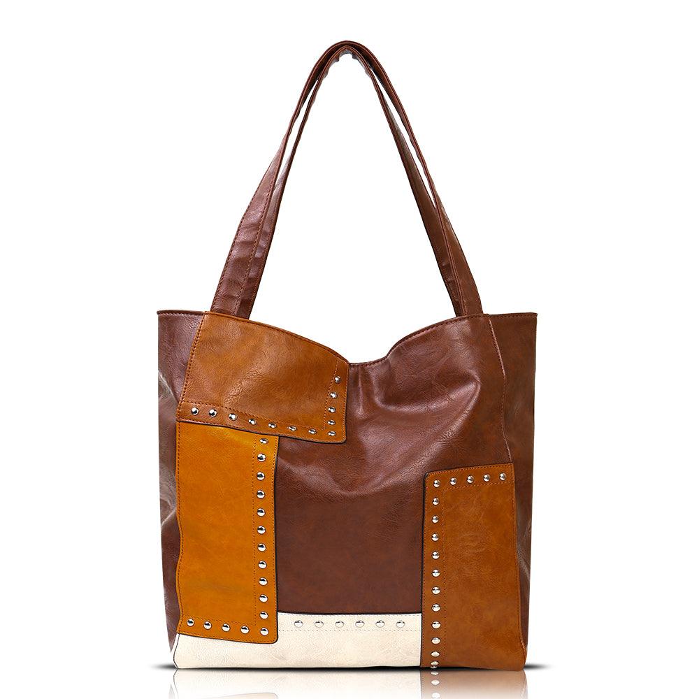 Ladies Chic Leather Patchwork Handbag