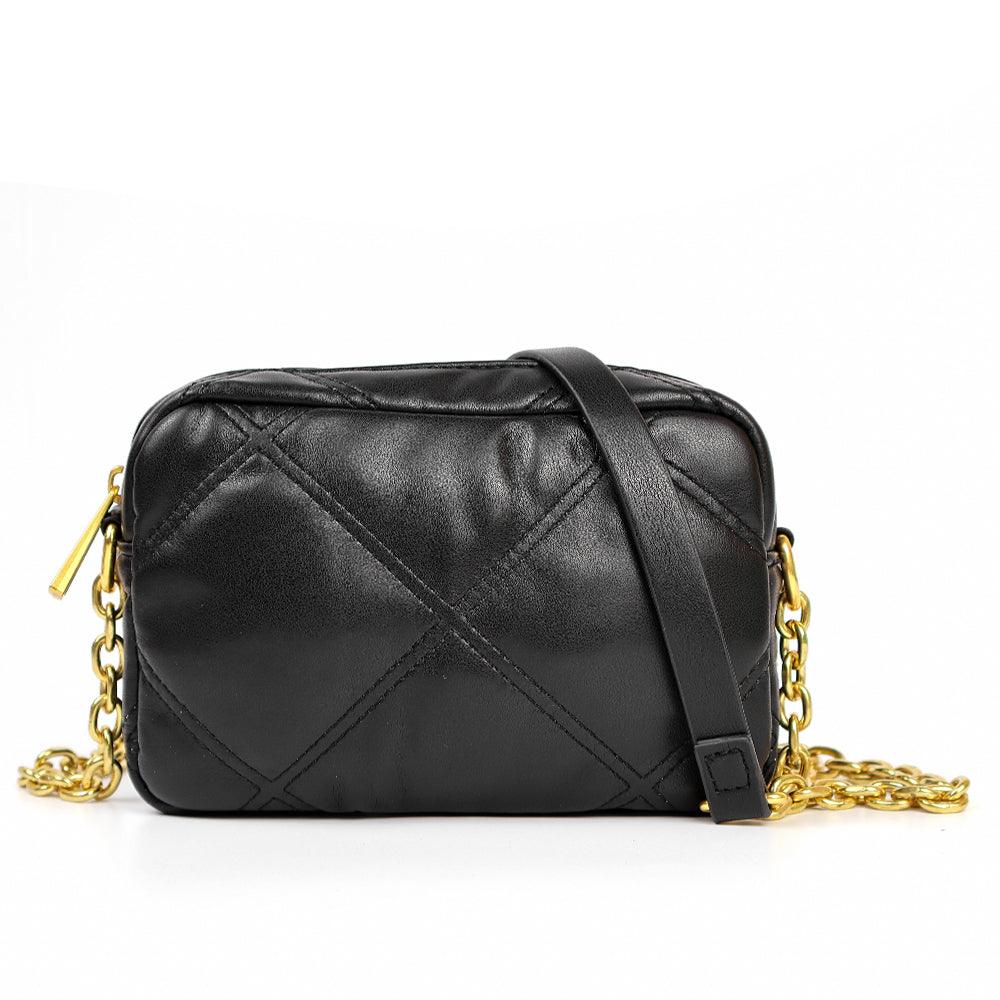 Ladies Square Leather Chain Crossbody Bag