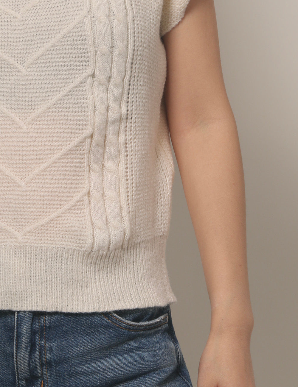 Solid Color Twist High Collar Knit Vest