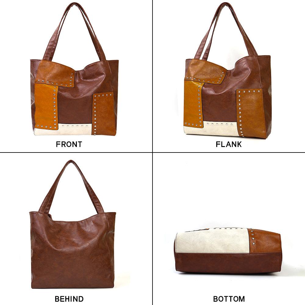 Ladies Chic Leather Patchwork Handbag