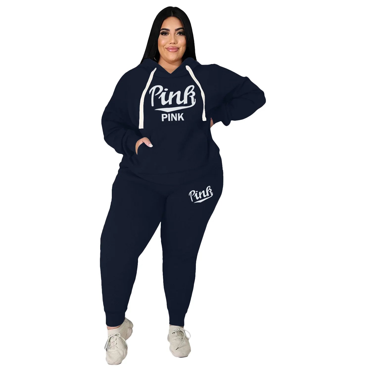 XL-5XL Plus-Size Winter Hoodie & Pant Set – Women’s Sport Suit