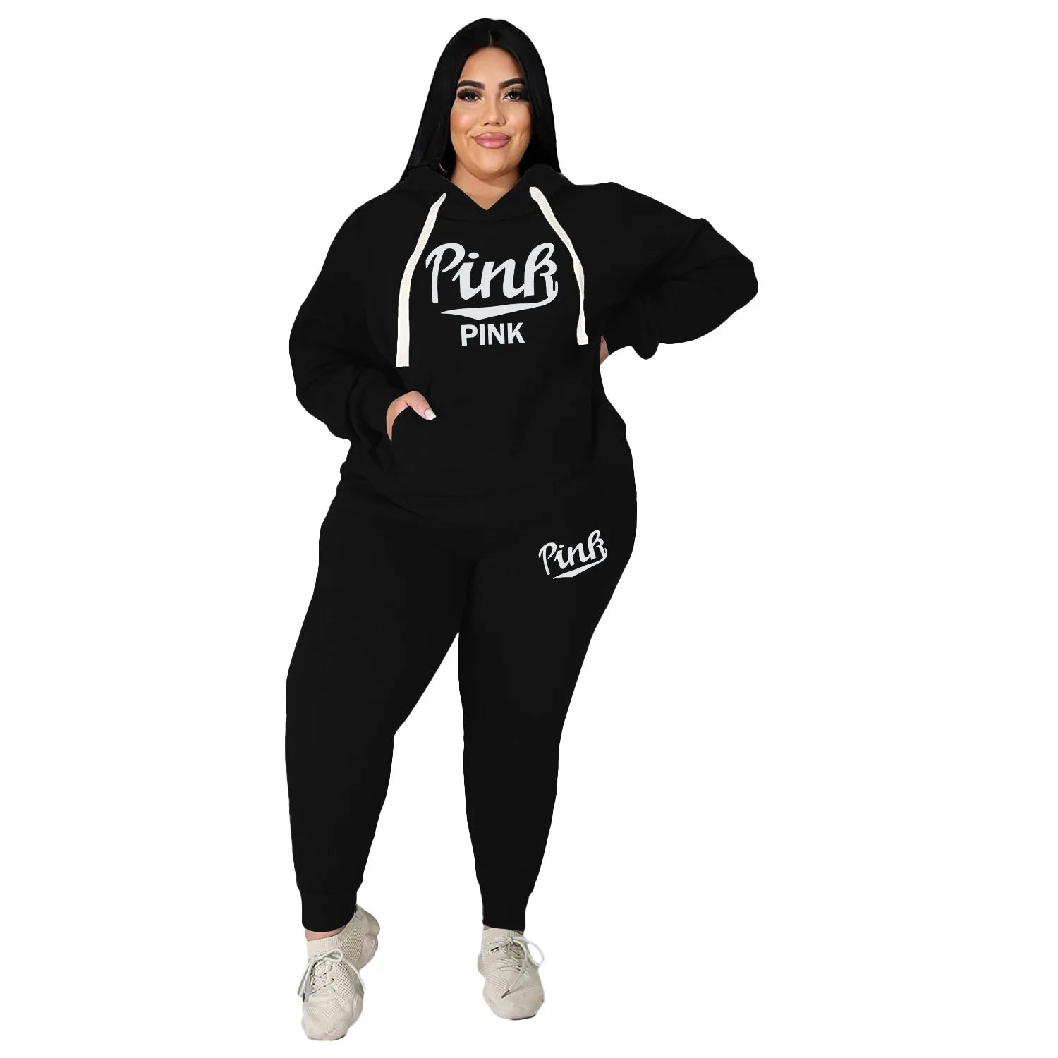 XL-5XL Plus-Size Winter Hoodie & Pant Set – Women’s Sport Suit