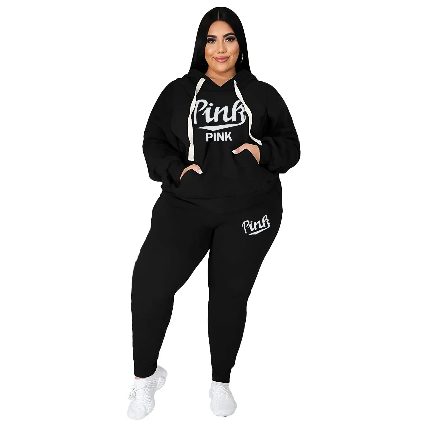 XL-5XL Plus-Size Winter Hoodie & Pant Set – Women’s Sport Suit