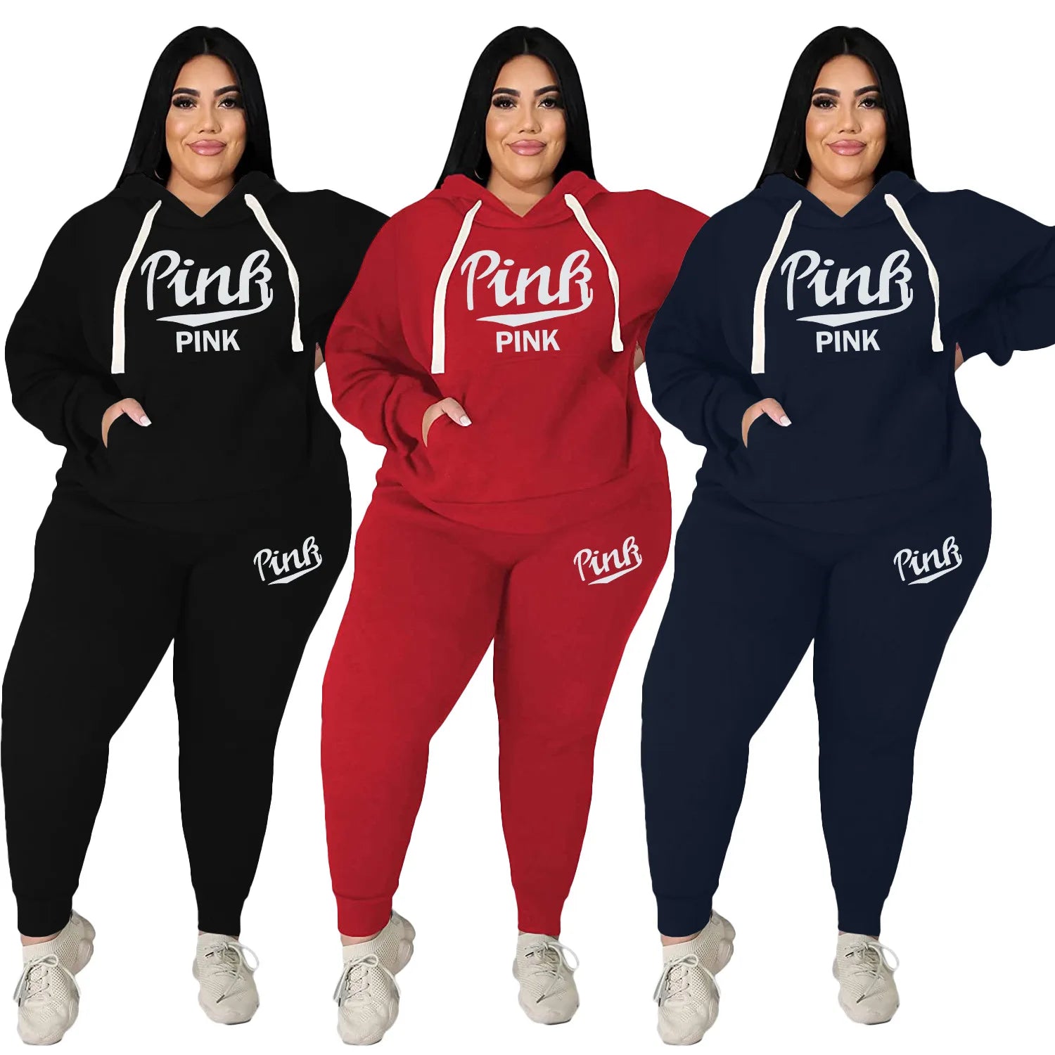XL-5XL Plus-Size Winter Hoodie & Pant Set – Women’s Sport Suit