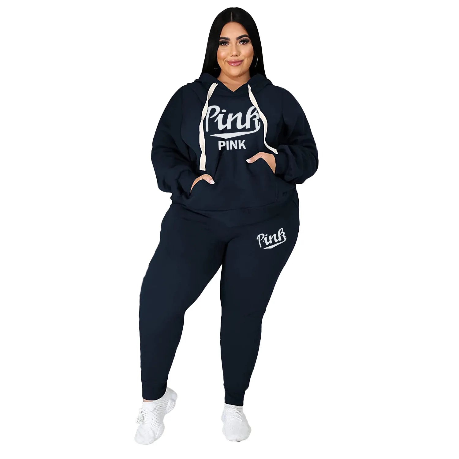 XL-5XL Plus-Size Winter Hoodie & Pant Set – Women’s Sport Suit