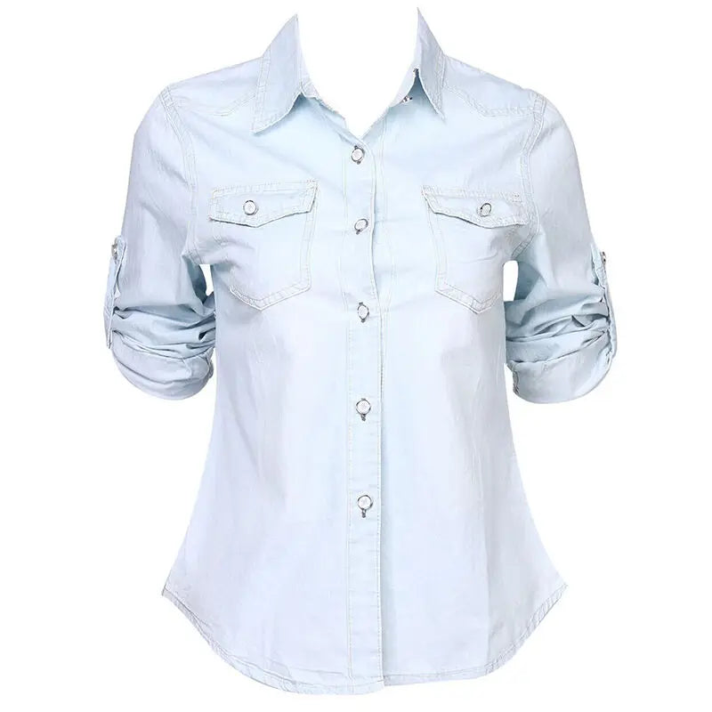 Summer Fashion Women's Casual Long Sleeve Denim Shirt, Soft Blouse Jacket.