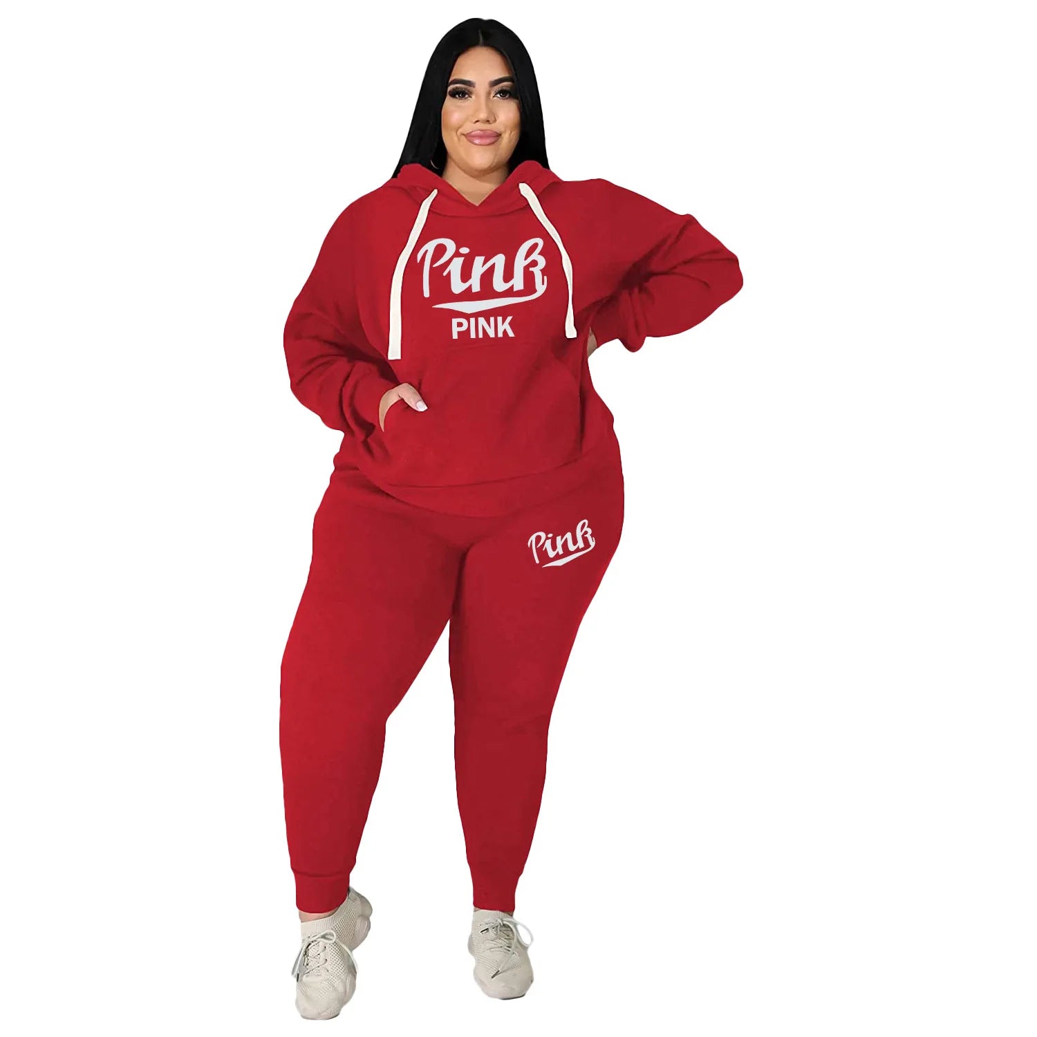 XL-5XL Plus-Size Winter Hoodie & Pant Set – Women’s Sport Suit