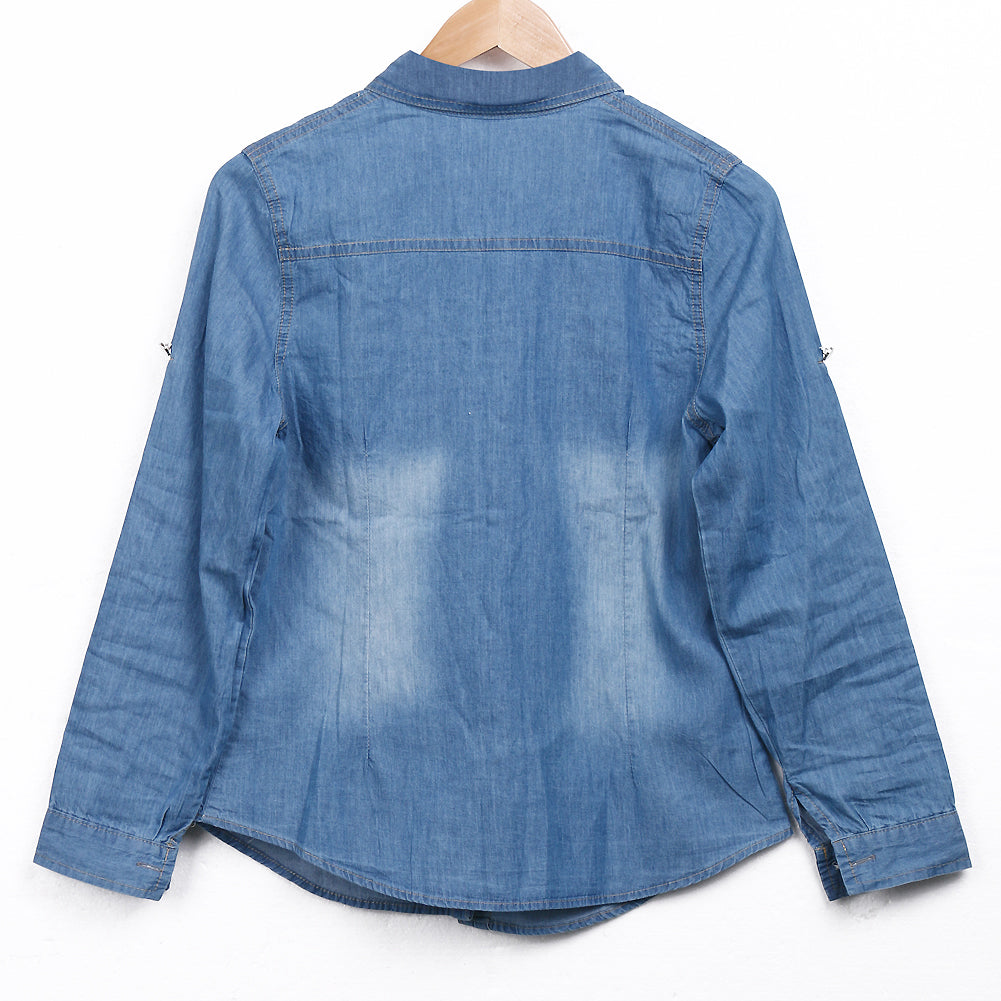 Summer Fashion Women's Casual Long Sleeve Denim Shirt, Soft Blouse Jacket.