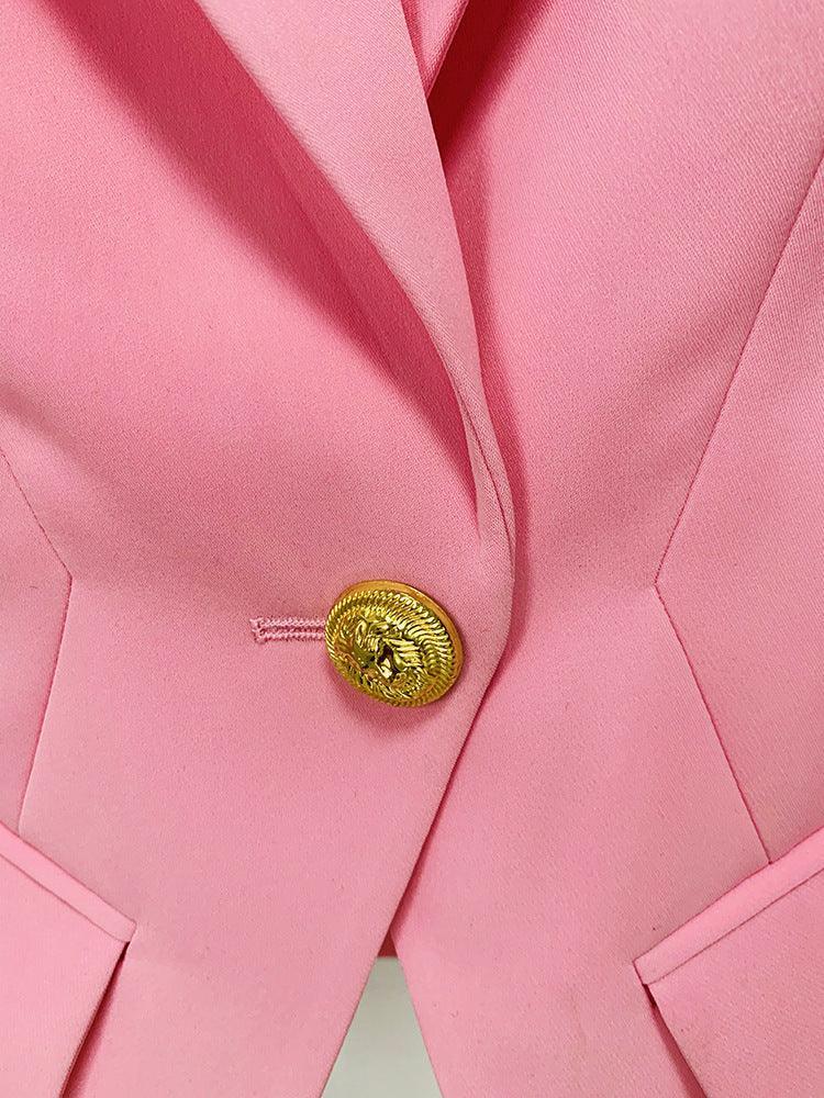 Ladies Solid Color Lapel Neck Blazer Coat