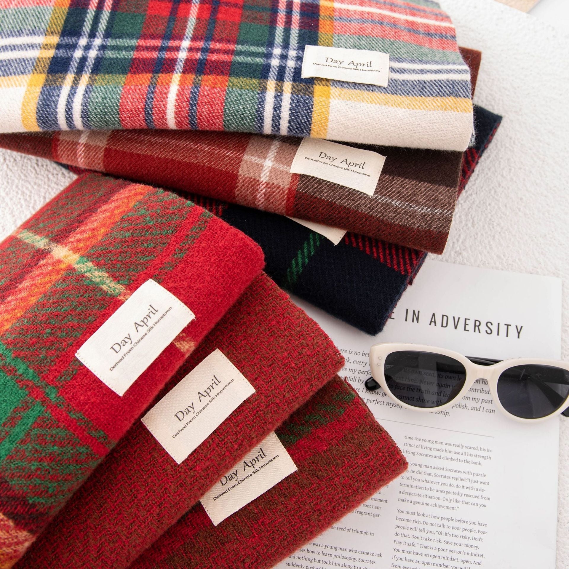 Ladies Merry Christmas Plaid Daily Scarf