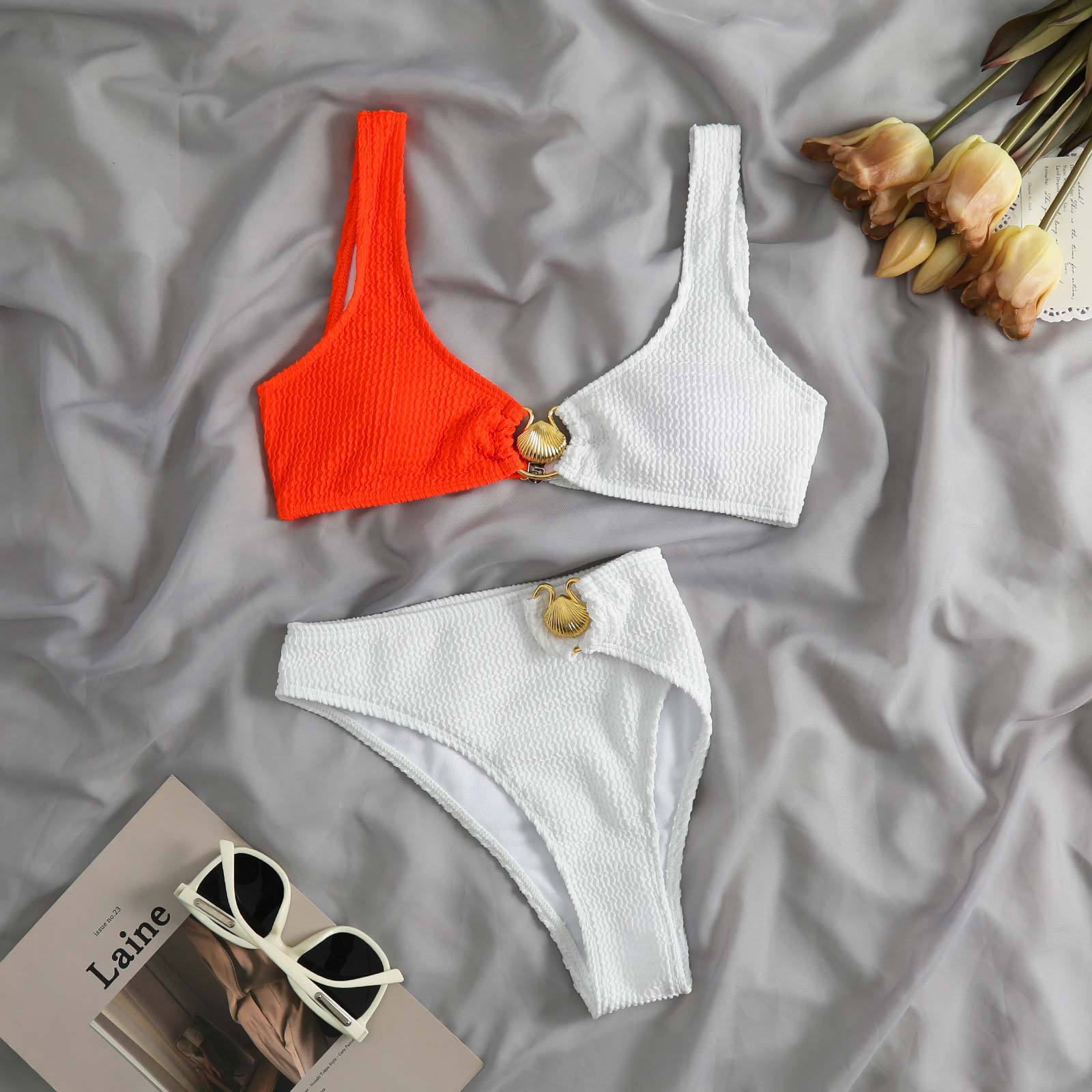 Wrinkle Golden Seashell 2PCS Bikini Set