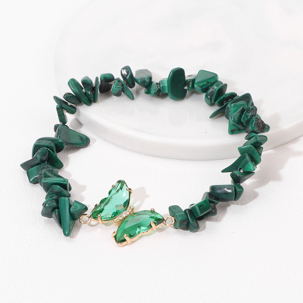Irregular Stone Butterfly Crystal Beaded Bracelet
