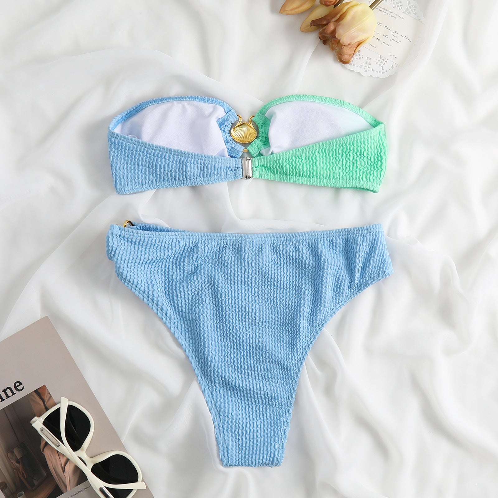 Wrinkle Seasheel Bandeau 2PCS Bikini Set
