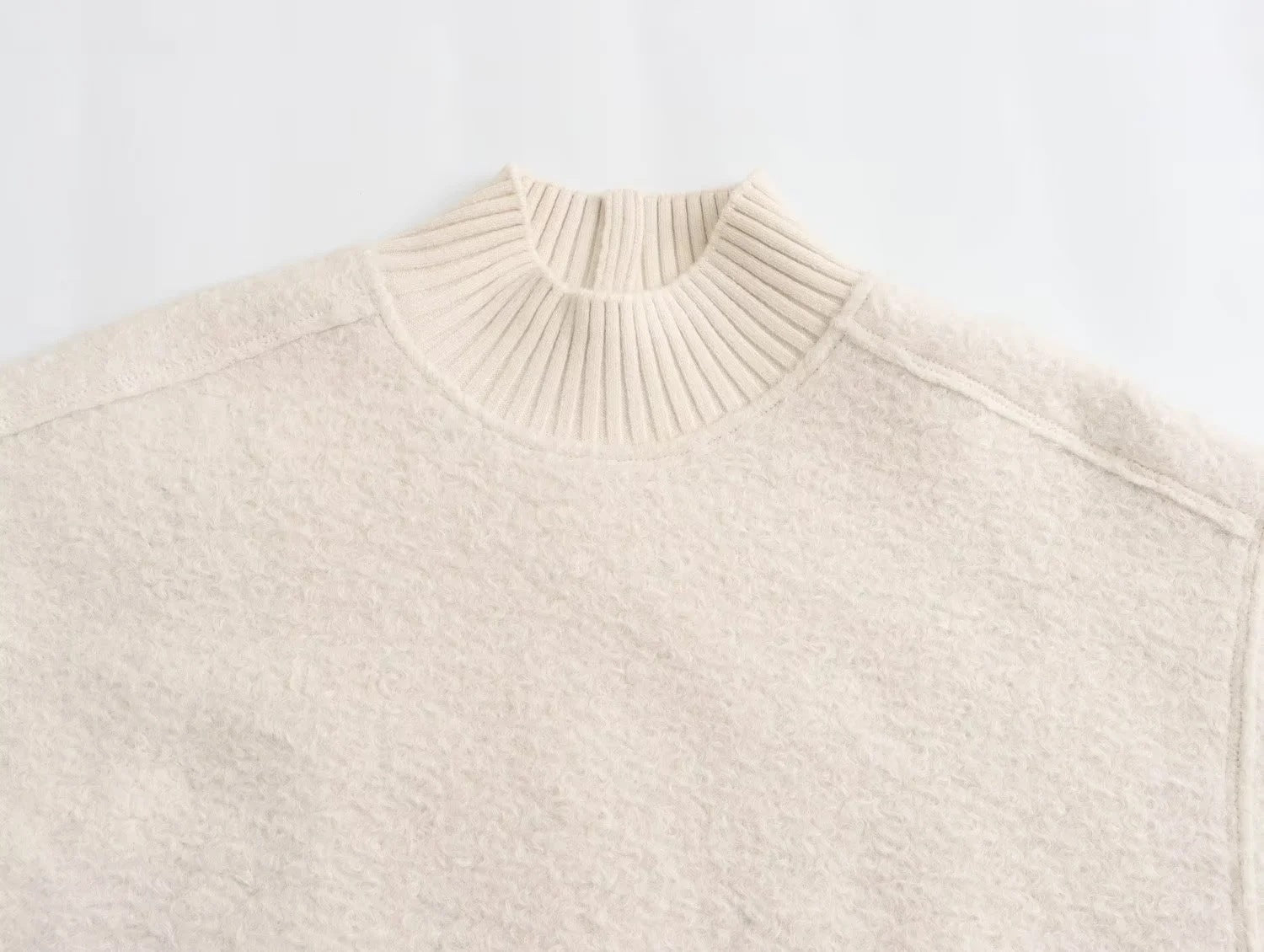 Simple Fleece Half High Collar Loose Top