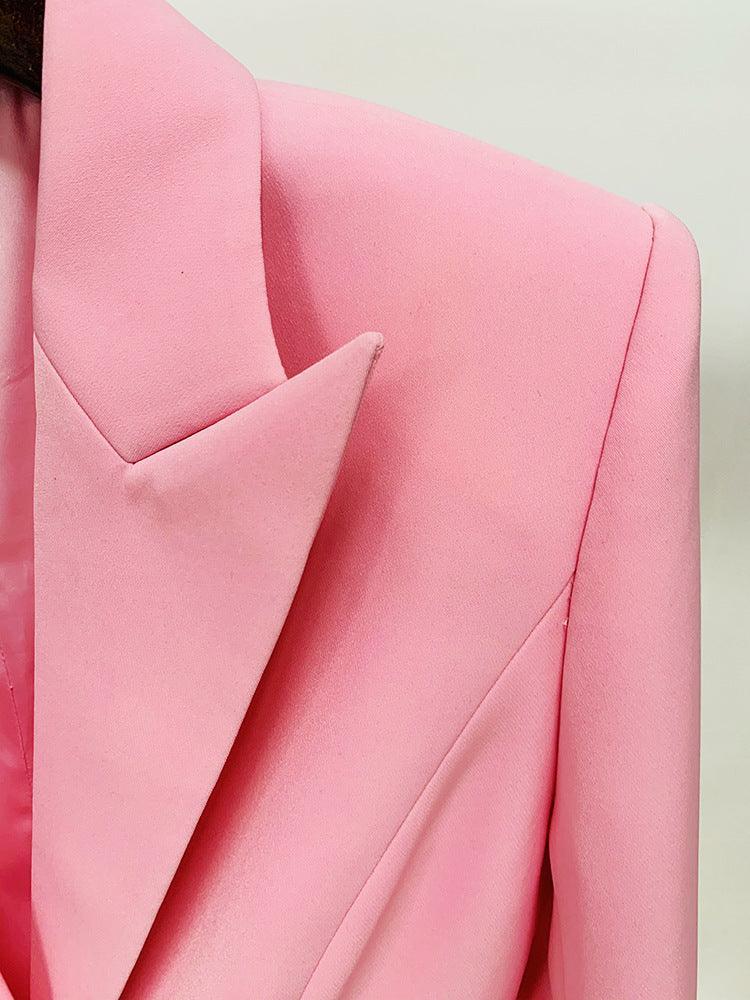 Ladies Solid Color Lapel Neck Blazer Coat