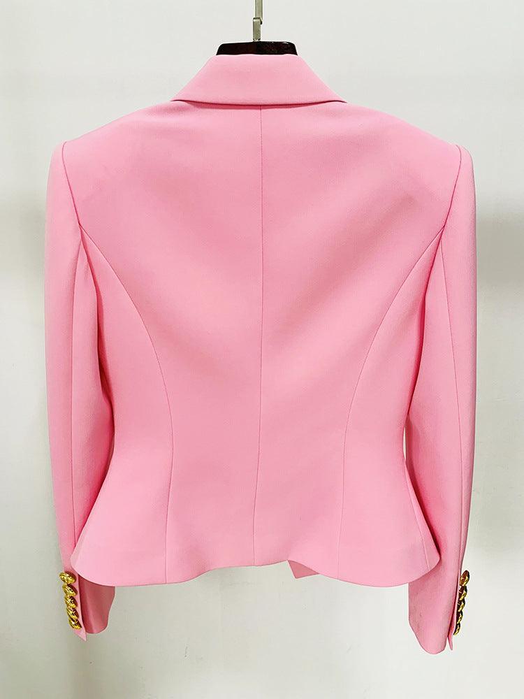 Ladies Solid Color Lapel Neck Blazer Coat