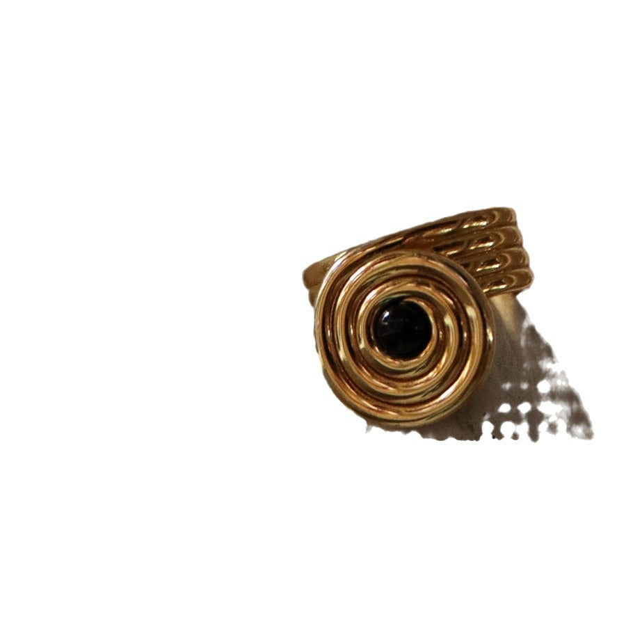 Black Helical Ciecle Vintage Adjustable Rings