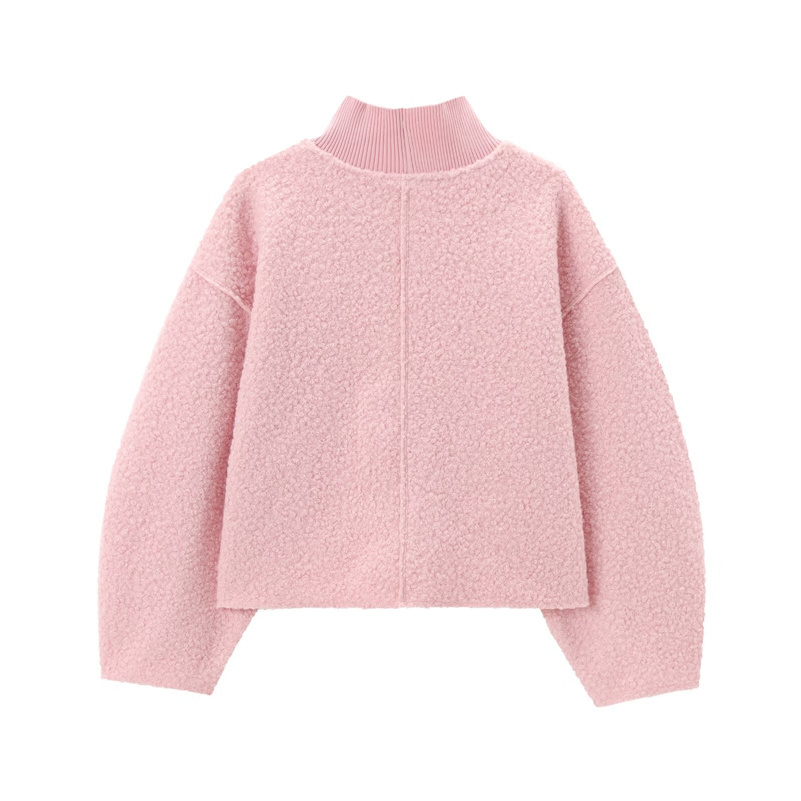 Simple Fleece Half High Collar Loose Top