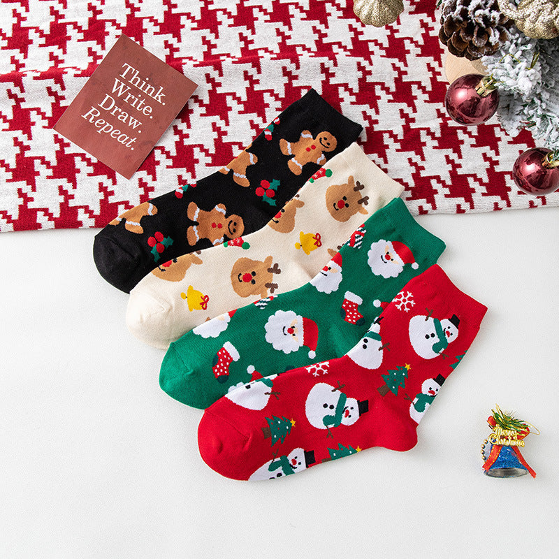 Ladies Merry Christmas Over Ankle Socks