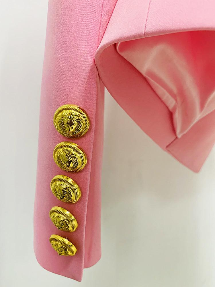 Ladies Solid Color Lapel Neck Blazer Coat