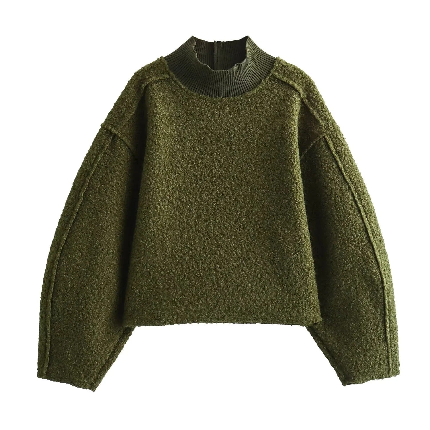 Simple Fleece Half High Collar Loose Top