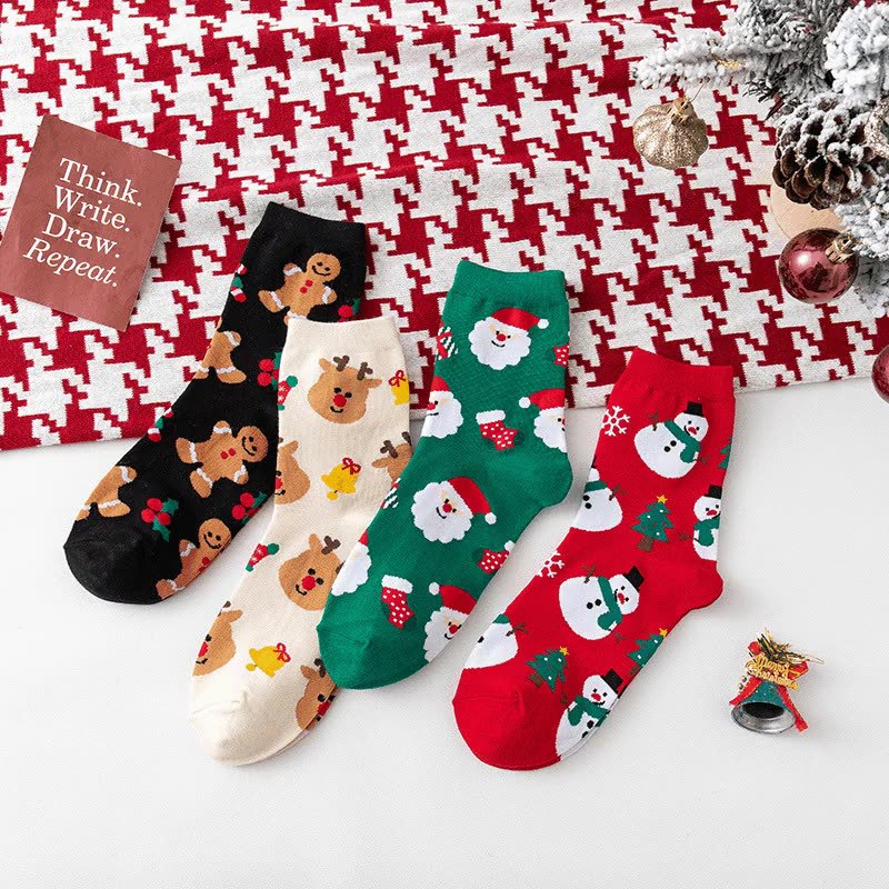 Ladies Merry Christmas Over Ankle Socks