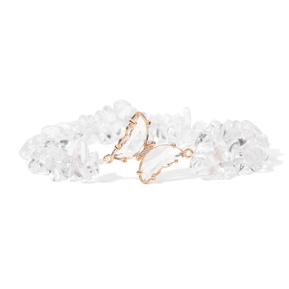 Irregular Stone Butterfly Crystal Beaded Bracelet