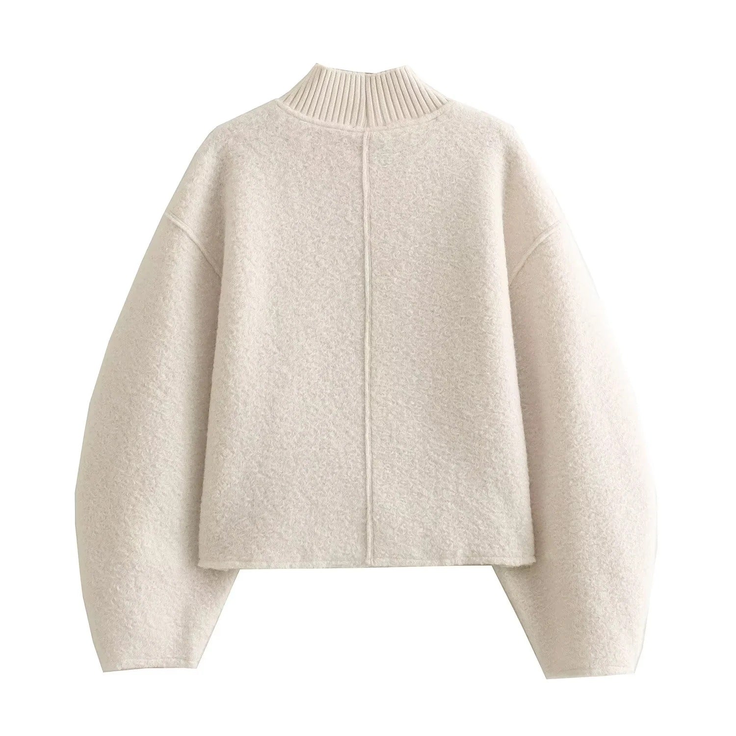 Simple Fleece Half High Collar Loose Top