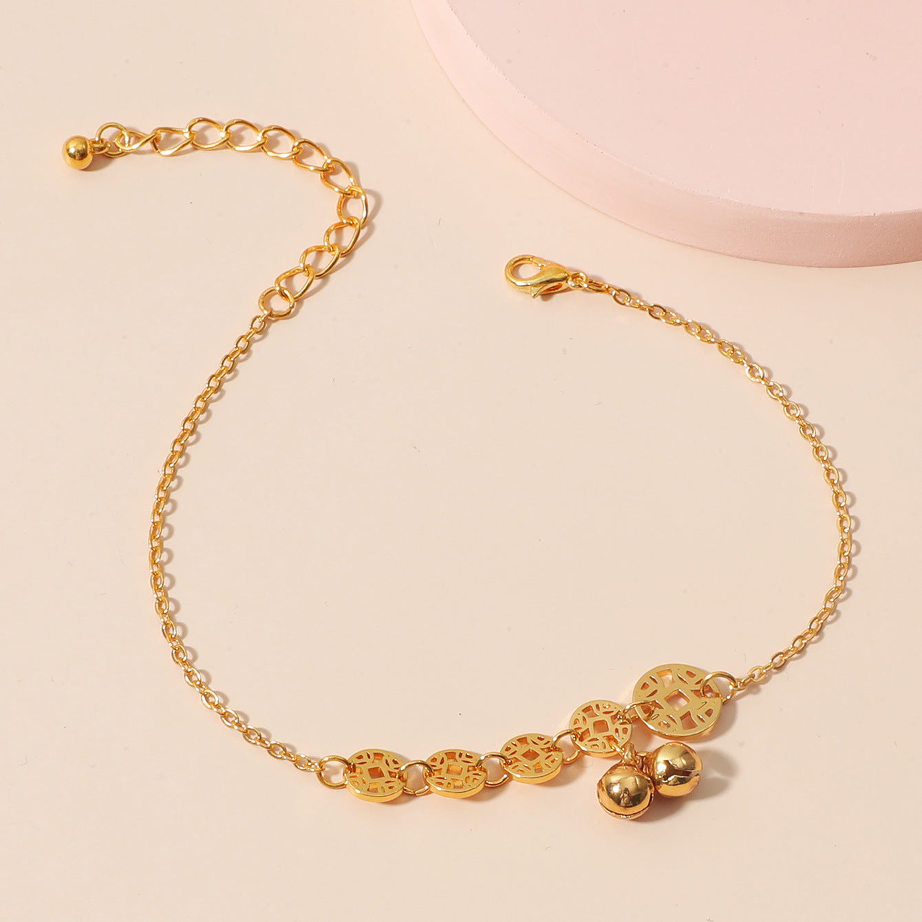Simple Bell Hollow Out Pendant Anklet