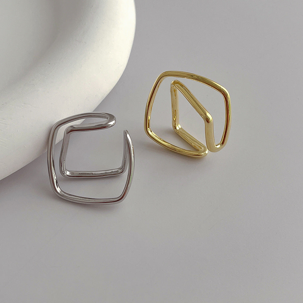 Simple Irregular LIne Metal Clip Earrings