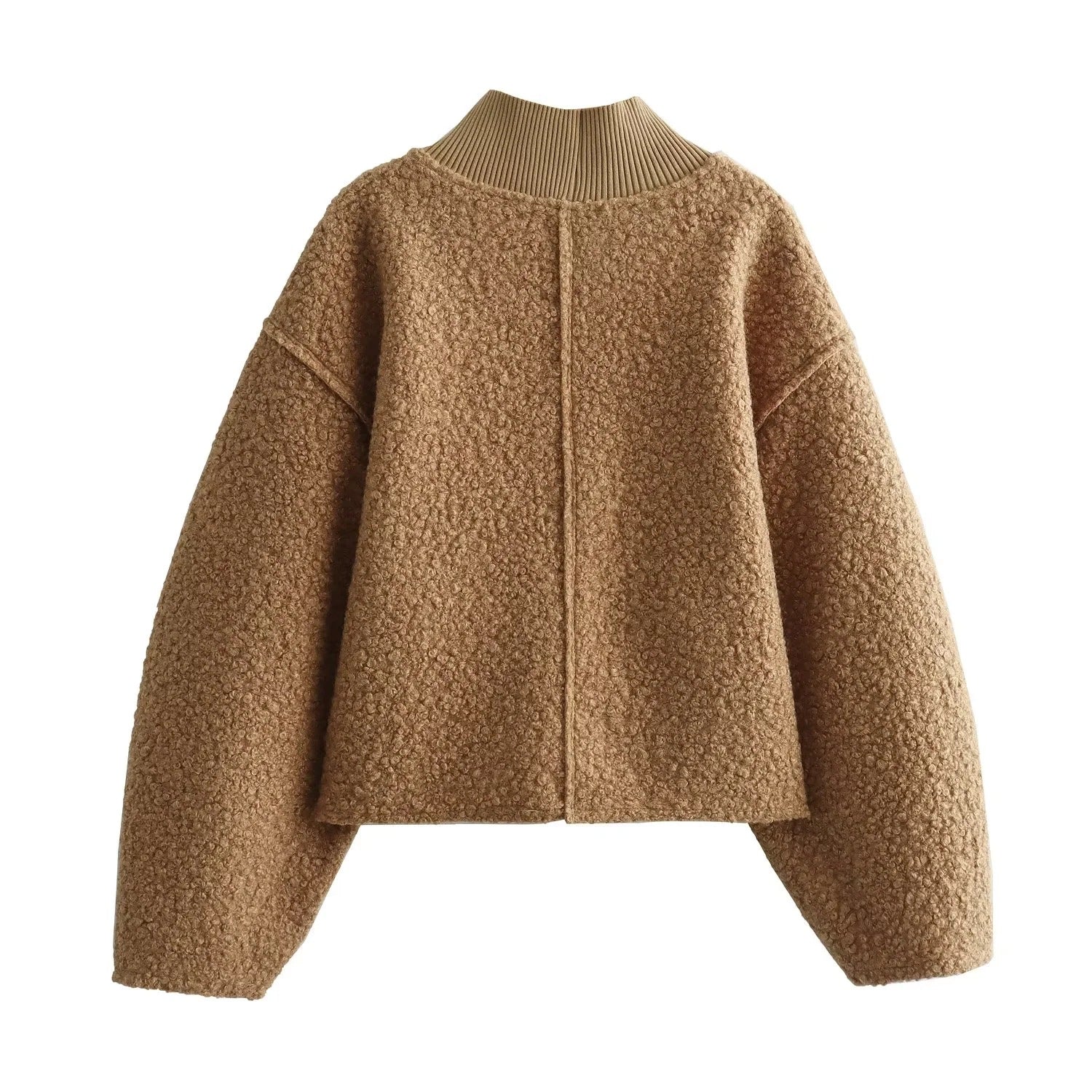 Simple Fleece Half High Collar Loose Top