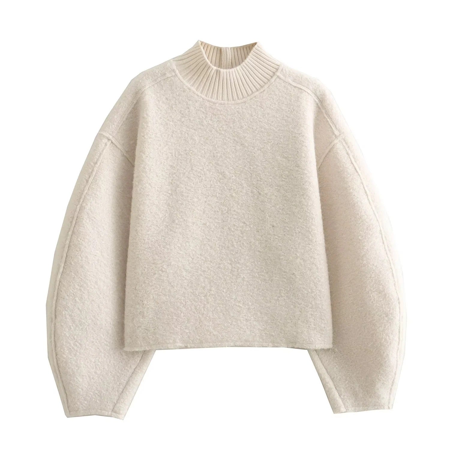 Simple Fleece Half High Collar Loose Top