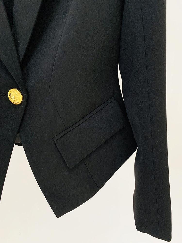 Ladies Solid Color Lapel Neck Blazer Coat