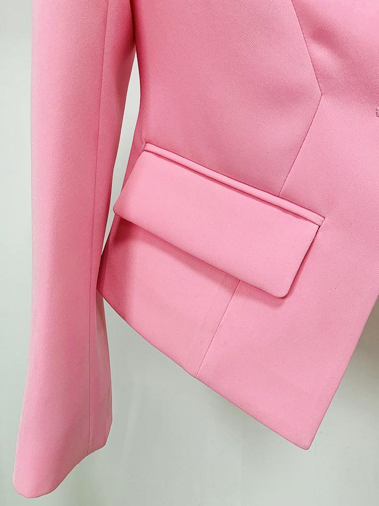 Ladies Solid Color Lapel Neck Blazer Coat