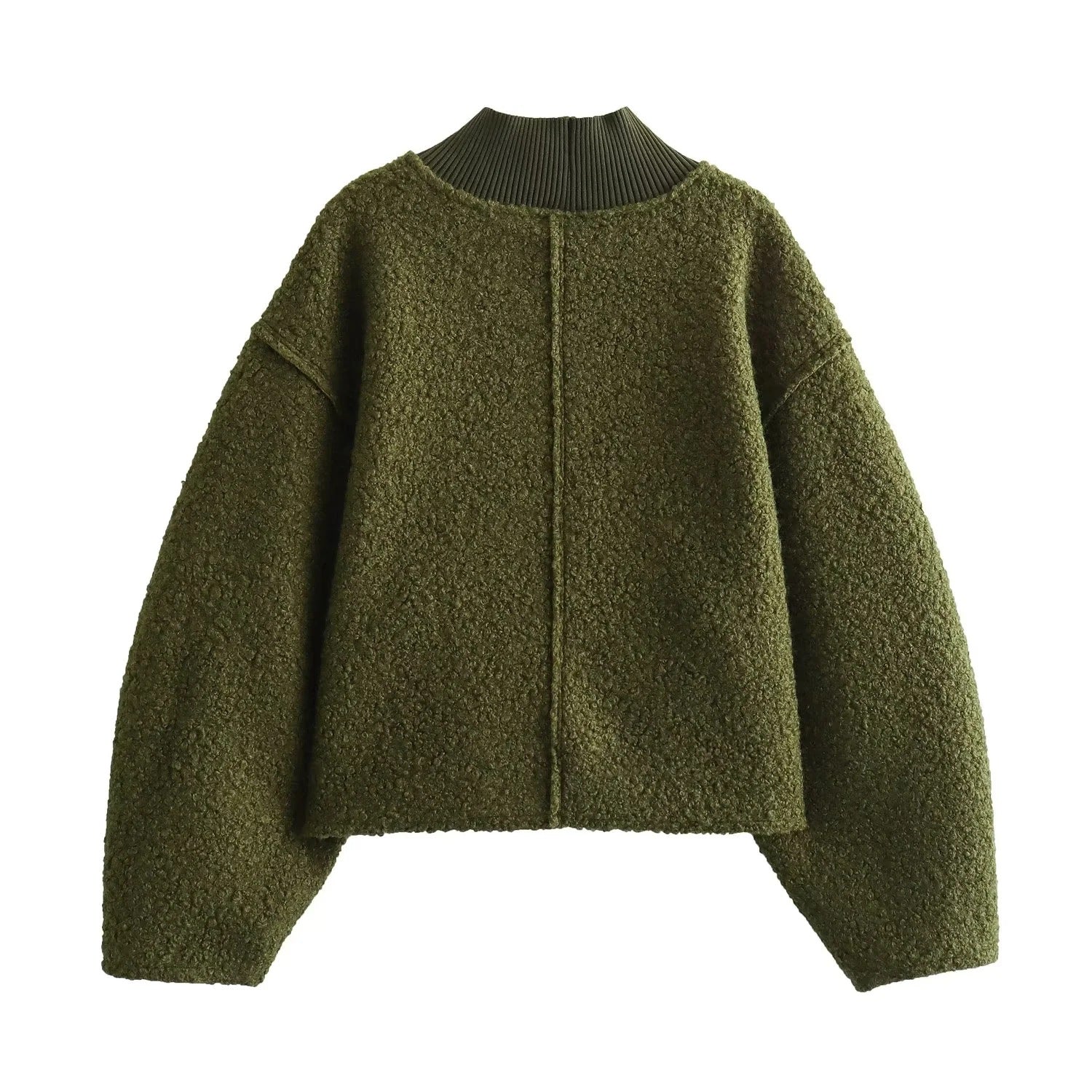 Simple Fleece Half High Collar Loose Top